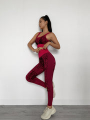Animal pattern yoga bra and high waist leggings