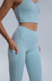 Danci Sports hot Y-shaped back sports bra curve lifting buttocks high waist nude sense of yoga pants set
