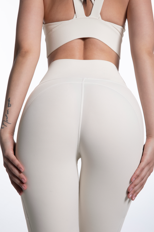 Danci Sports Nude Yoga Vest White Body Cross Back Bra High Waist Hip Lift Nude Leggings Yoga Set