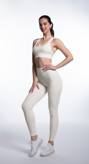 Danci Sports Nude Yoga Vest White Body Cross Back Bra High Waist Hip Lift Nude Leggings Yoga Set