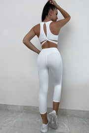 Danci Sports Gym Fitness Set Two Pieces High Quality Suit Yoga Clothing Women Active Wear Crossed Backside Beauty Shape Body Push Up Breathable Bra High Waist Pants Women Butt Lift Body Shape Bottom